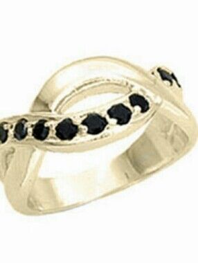 Gold Plated Cocktail Ring size  6, 9 Wave  black  *